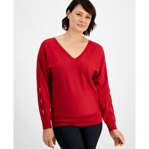 JM Collection Women's Cutout-Sleeve Dolman Sweater Red Size M MSRP $60